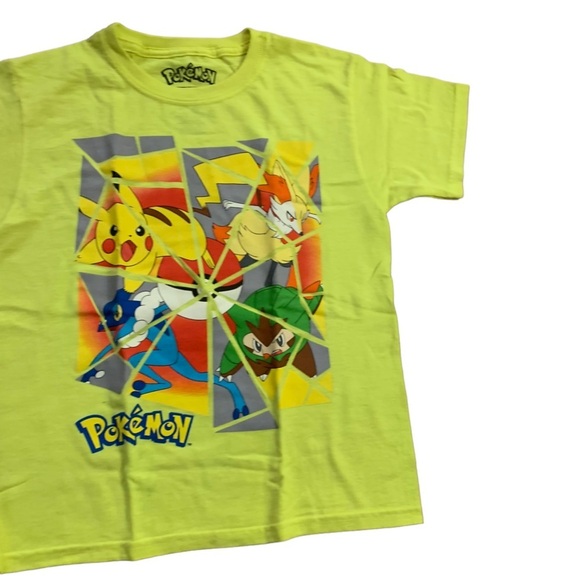 Pokémon | Neon Yellow Short Sleeve Shirt Tee Pikachu  Size Large 10/12 - Picture 3 of 6